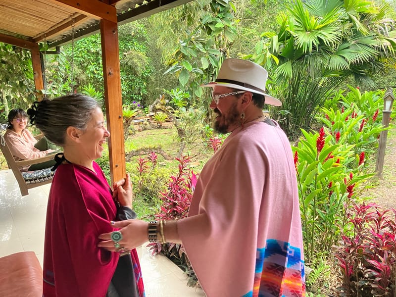 Warm greeting between community members at Amaroo